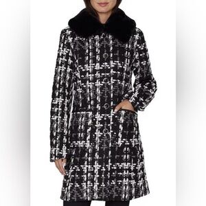 Gorgeous winter coat from Laundry By Shelli Segal Black, Gray and White Plaid